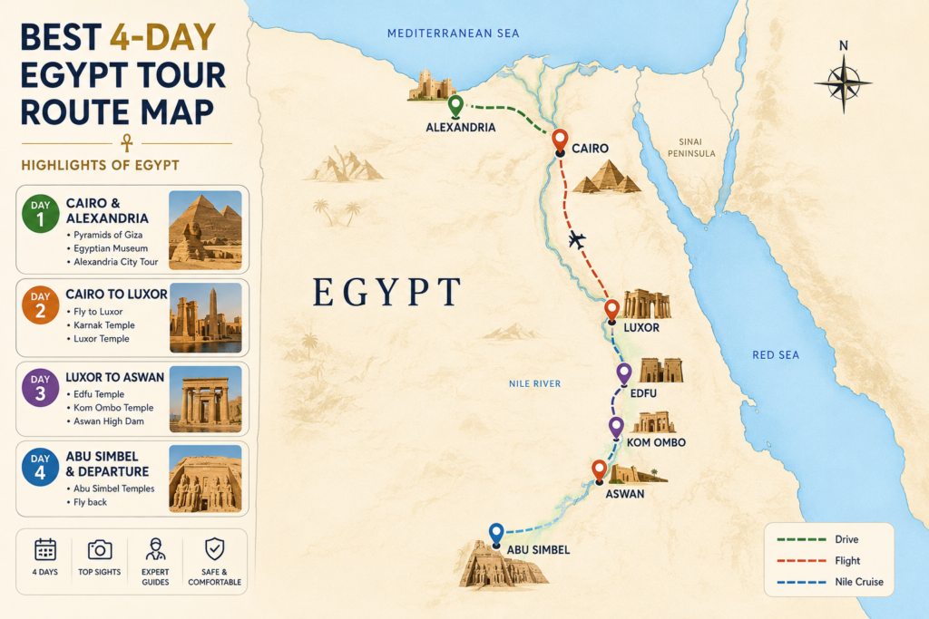 best-4-day-egypt-routes-map